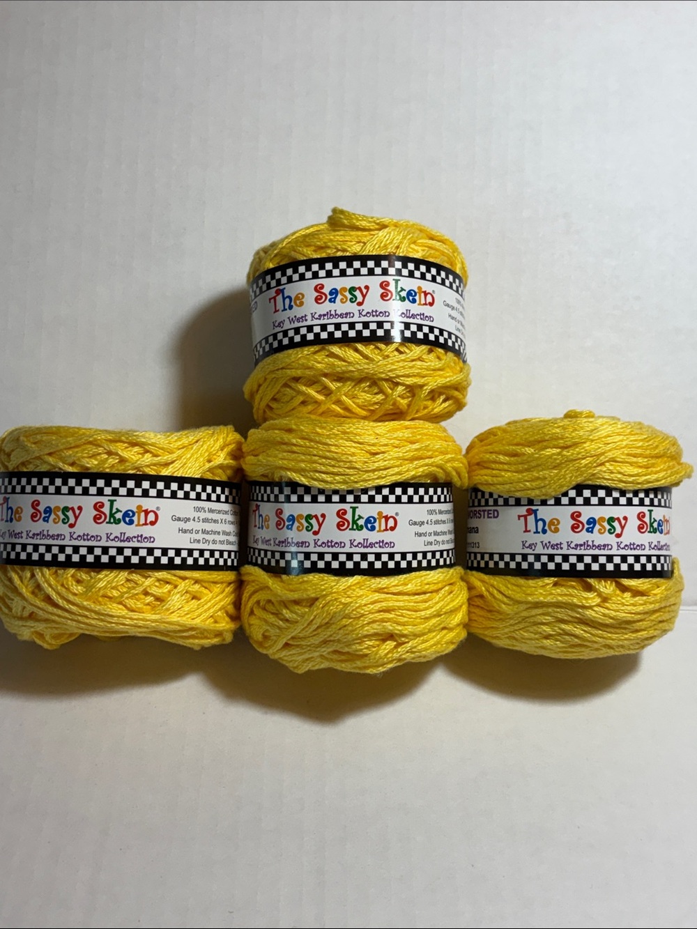 Bright Yellow Cotton Yarn - Pack of 4